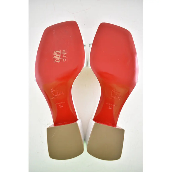 Christian Louboutin Lock Art 55 White Croc Block Heel Mule Slide Sandal Pump 36 - Picture 12 of 12